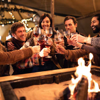 A group of friends having a drink together near Cypress Creek at Fayridge in Houston, Texas