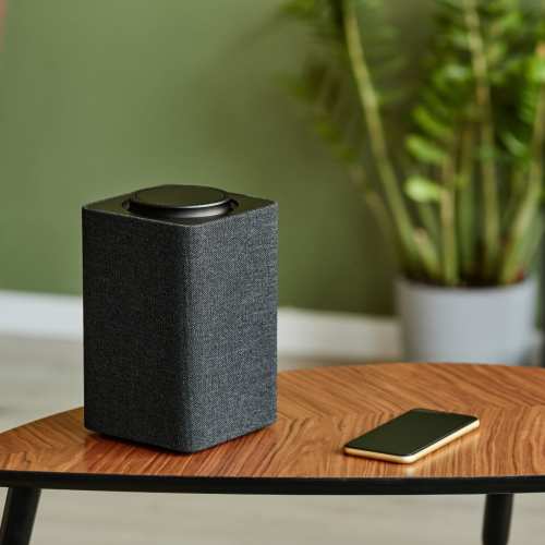 Speaker with phone Mary Harvin House in Baltimore, Maryland