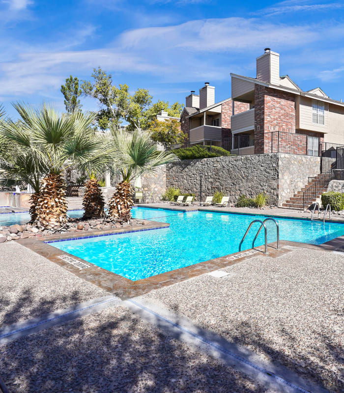 Large swimming pool at The Chimneys Apartments in El Paso, Texas