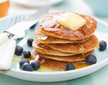 Beautiful stack of pancakes with fresh blueberries - hot off the griddle - at Legacy Living Jasper