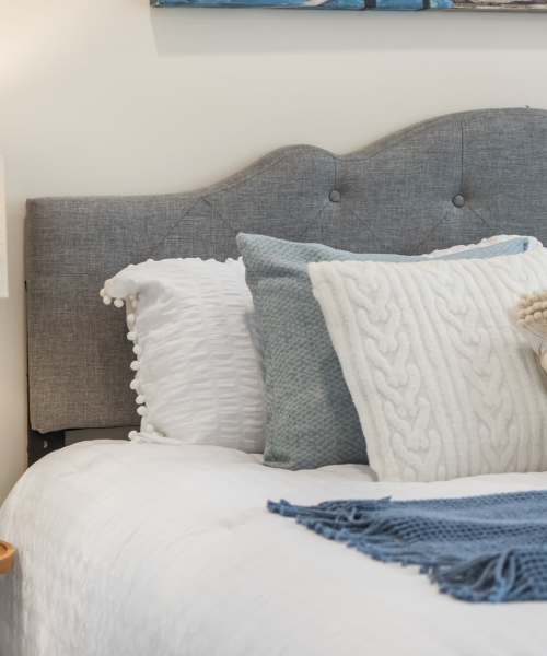 Modern bed in a cool room at Stonehurst Manor and Harrison Court in Upper Darby Township, Pennsylvania