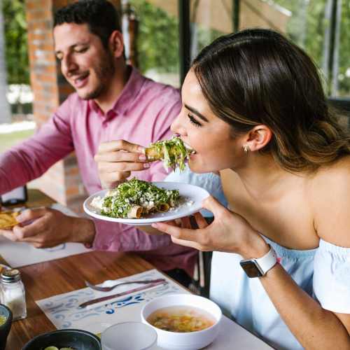 Couple having food at Alcove at the Islands in Gilbert, Arizona