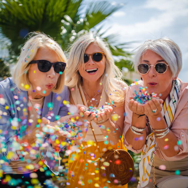 Resident friends having fun at Pacifica Senior Living Palm Beach in Greenacres, Florida. 