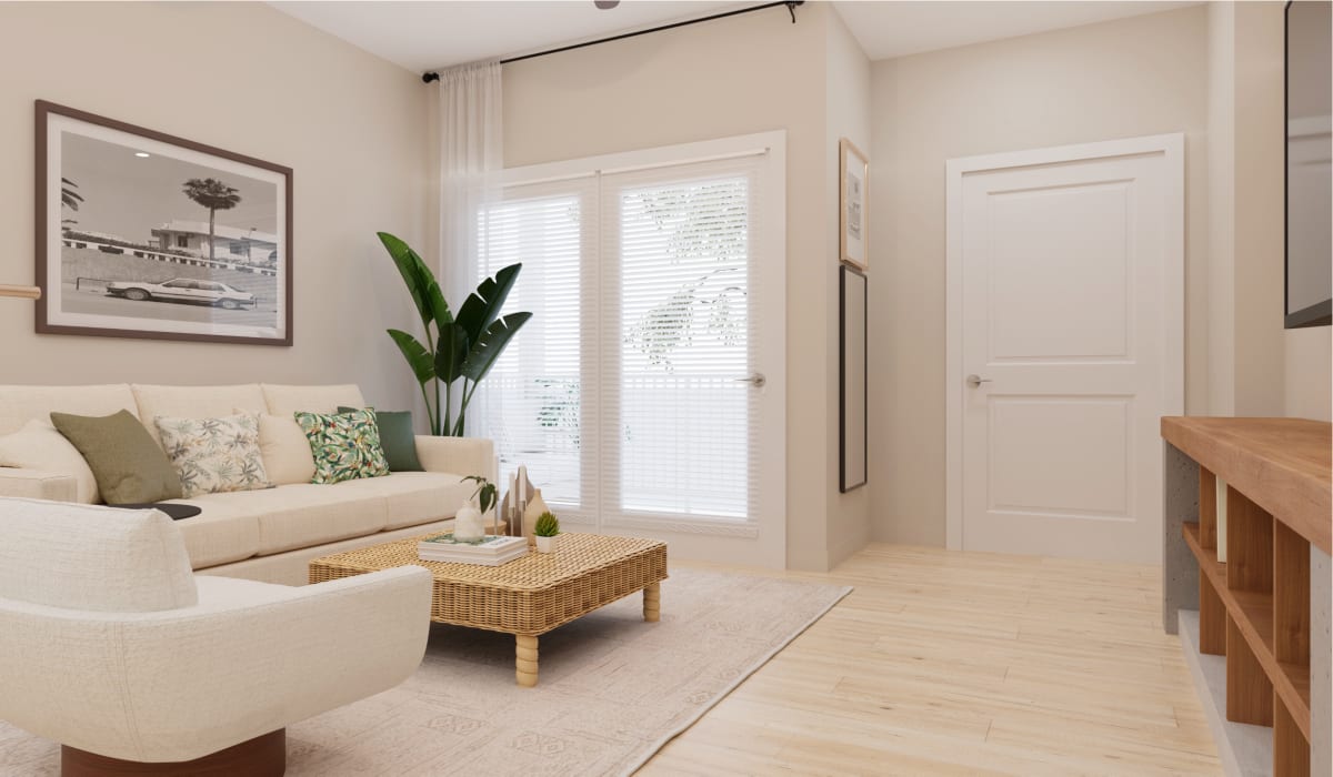 Blanco floor plan living room at Remington Lake Apartments in Hamilton, Ohio