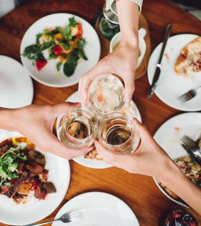 Residents eating lunch and having drinks at a favorite restaurant near Crickentree in Mt Pleasant, South Carolina