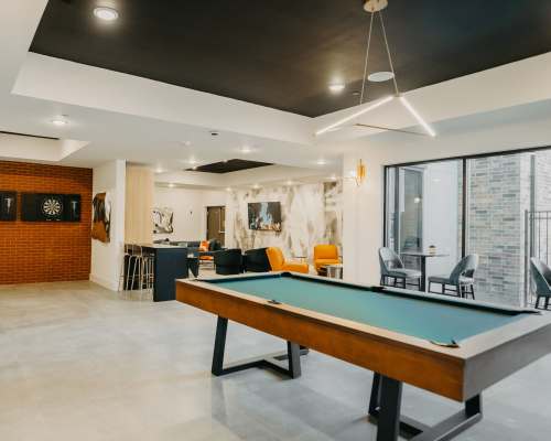 Pool table in the clubhouse at Arden at Midtown GP in Grand Prairie, Texas