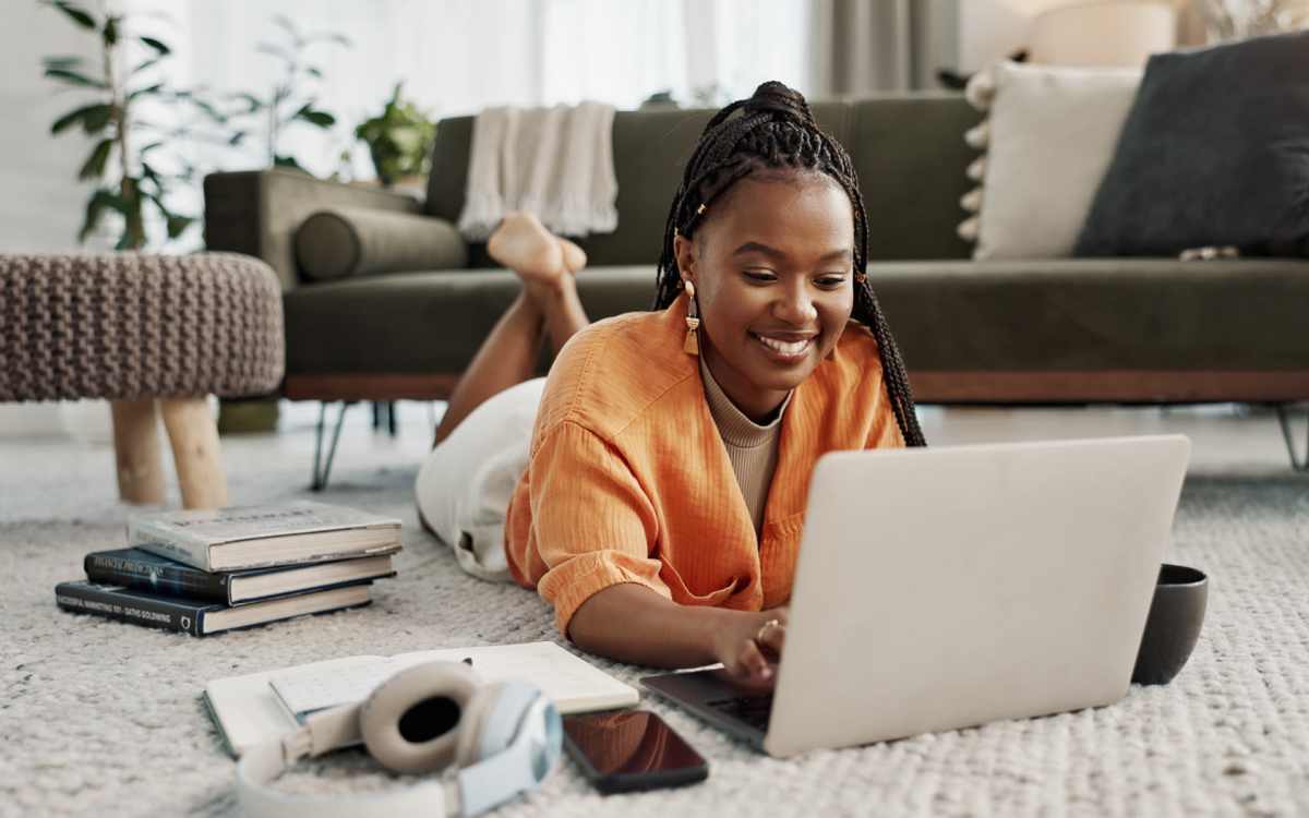 Resident using laptop and taking notes at Rosemead in San Gabriel, California