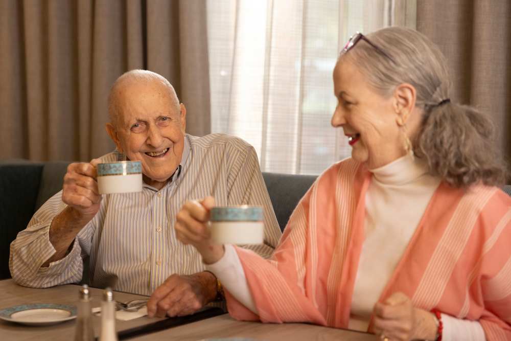 Residents enjoying coffee at The Barclay at ParkSquare in Aventura, Florida