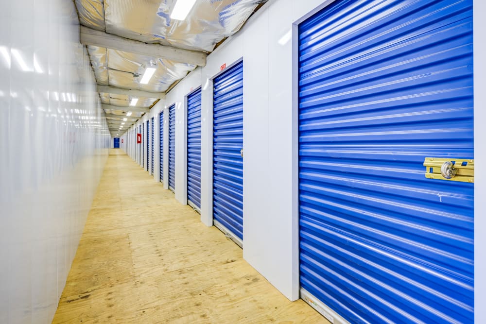 indoor units with blue doors at Trojan Storage of Marysville in Marysville, Washington
