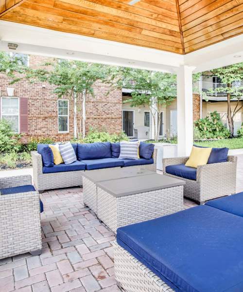 Outdoor lounge at Canterbury Green in Fort Wayne, Indiana