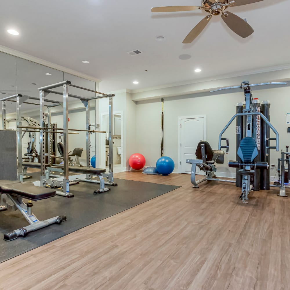 Fitness center and gym at Prairie Pines in Shawnee, Kansas