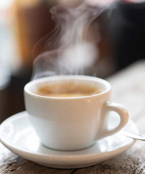Cup of coffee on a table near Talford Greene in Chester, South Carolina