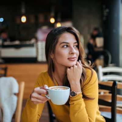 Resident having coffee near Lakeview in Reno, Nevada