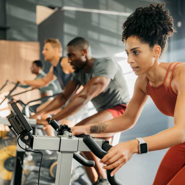 Residents in fitness center at The Quarters at Stillwater in Stillwater, Oklahoma