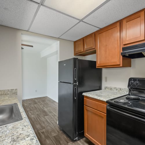 Kitchen in an apartment at Lafeuille Apartments in Cincinnati, Ohio