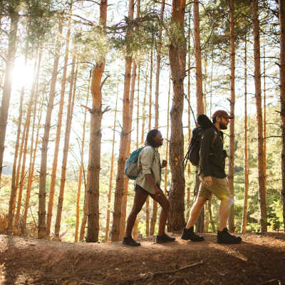 Residents hiking near Campbell Run Apartments in Woodinville, Washington 