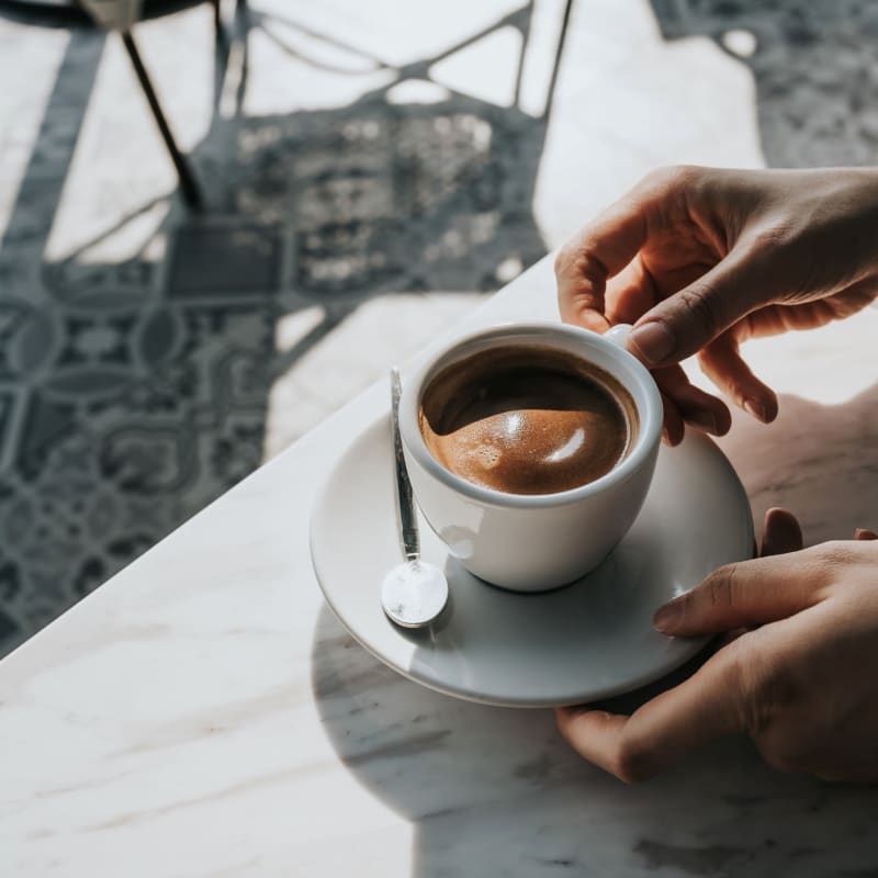 a cup of coffee near Station 16 in Millbrae, California