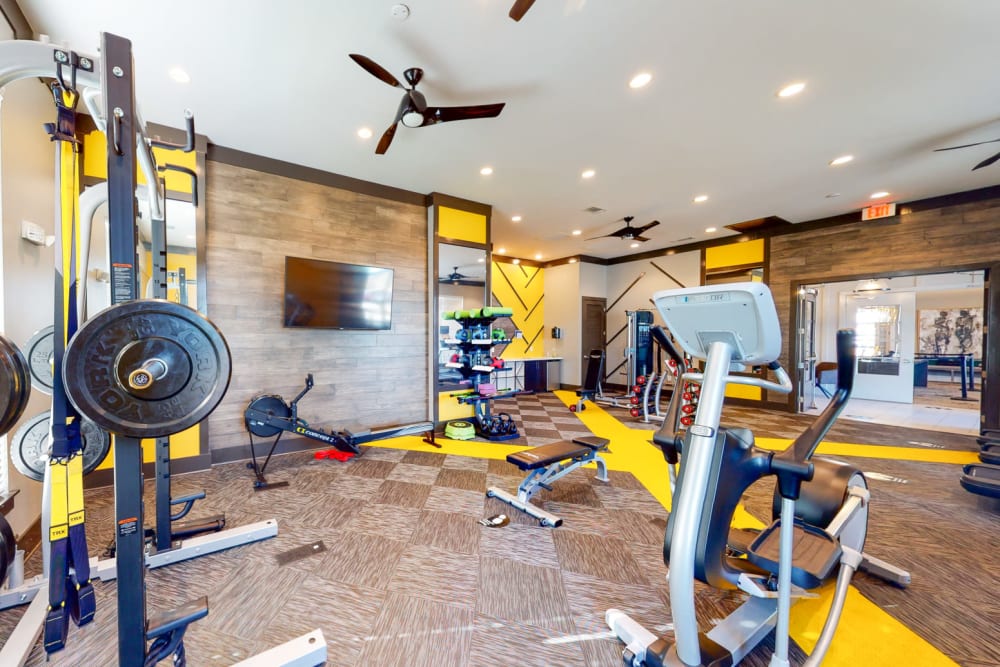 Well-equipped onsite fitness center at The Palmer in Charlotte, North Carolina