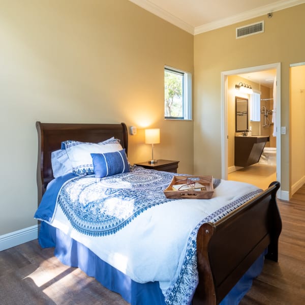Resident bedroom at Pacifica Senior Living Forest Trace in Lauderhill, Florida