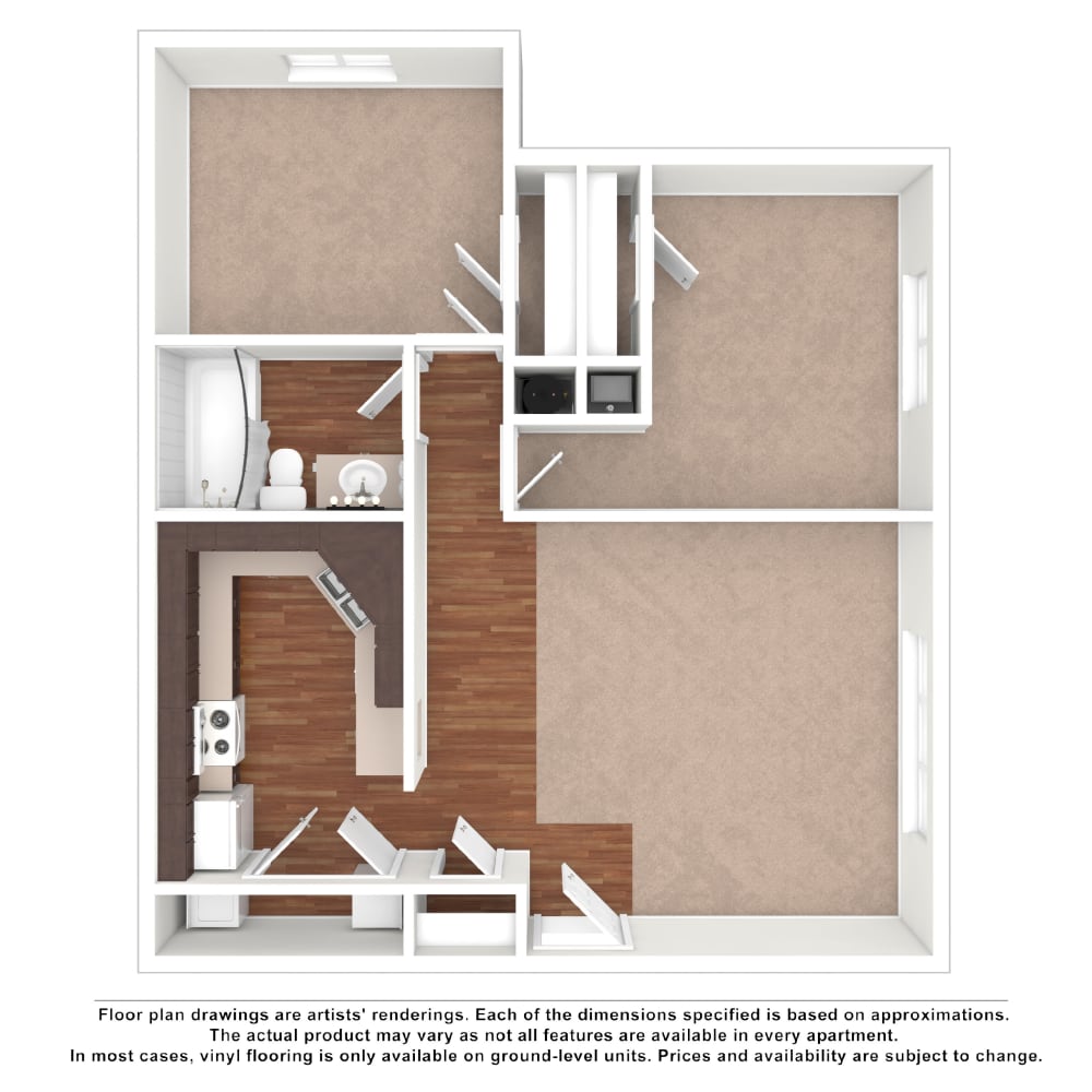 2x1 floor plan drawing at Southwood Apartments in Nashville, Tennessee