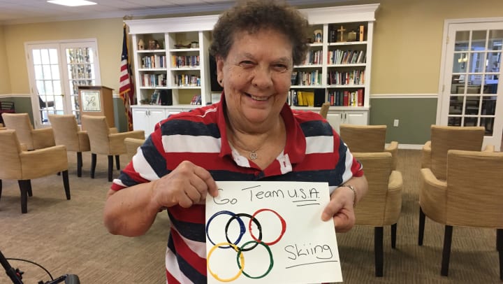 Barkley Place (FL) residents made custom Olympics signs!