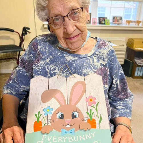 Resident enjoying dessert at Madison House in Norfolk, Nebraska