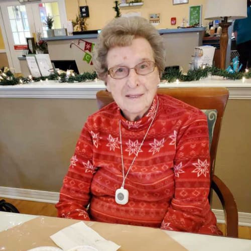 A happy resident at Homestead House in Beatrice, Nebraska