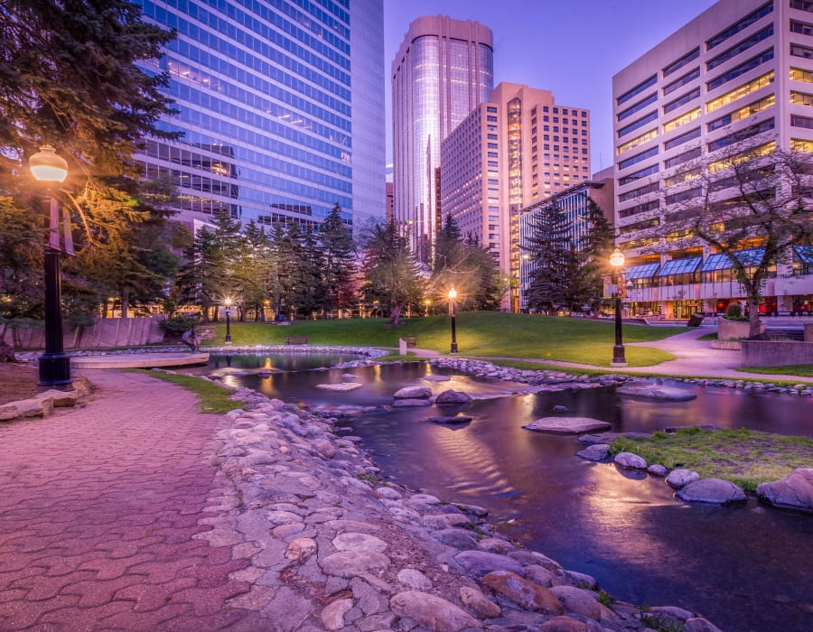 Century Gardens Park is an urban greenspace in the downtown Calgary core, one of the many benefits of living in the heart of downtown.