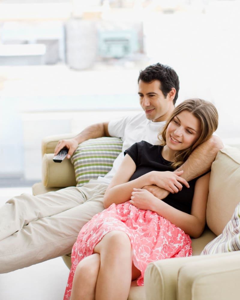 Happy couple enjoying the day inside at Trinity Way in Fremont, California