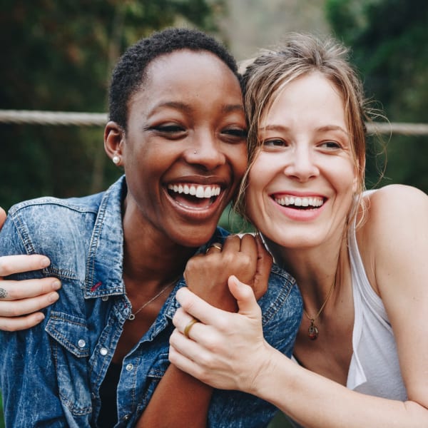 Two women embracing at Meridian at Stanford Ranch in Rocklin, California