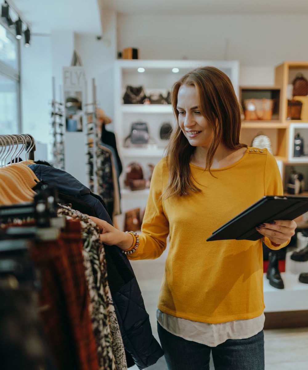 Resident shopping near Strata Apartments in Denver, Colorado