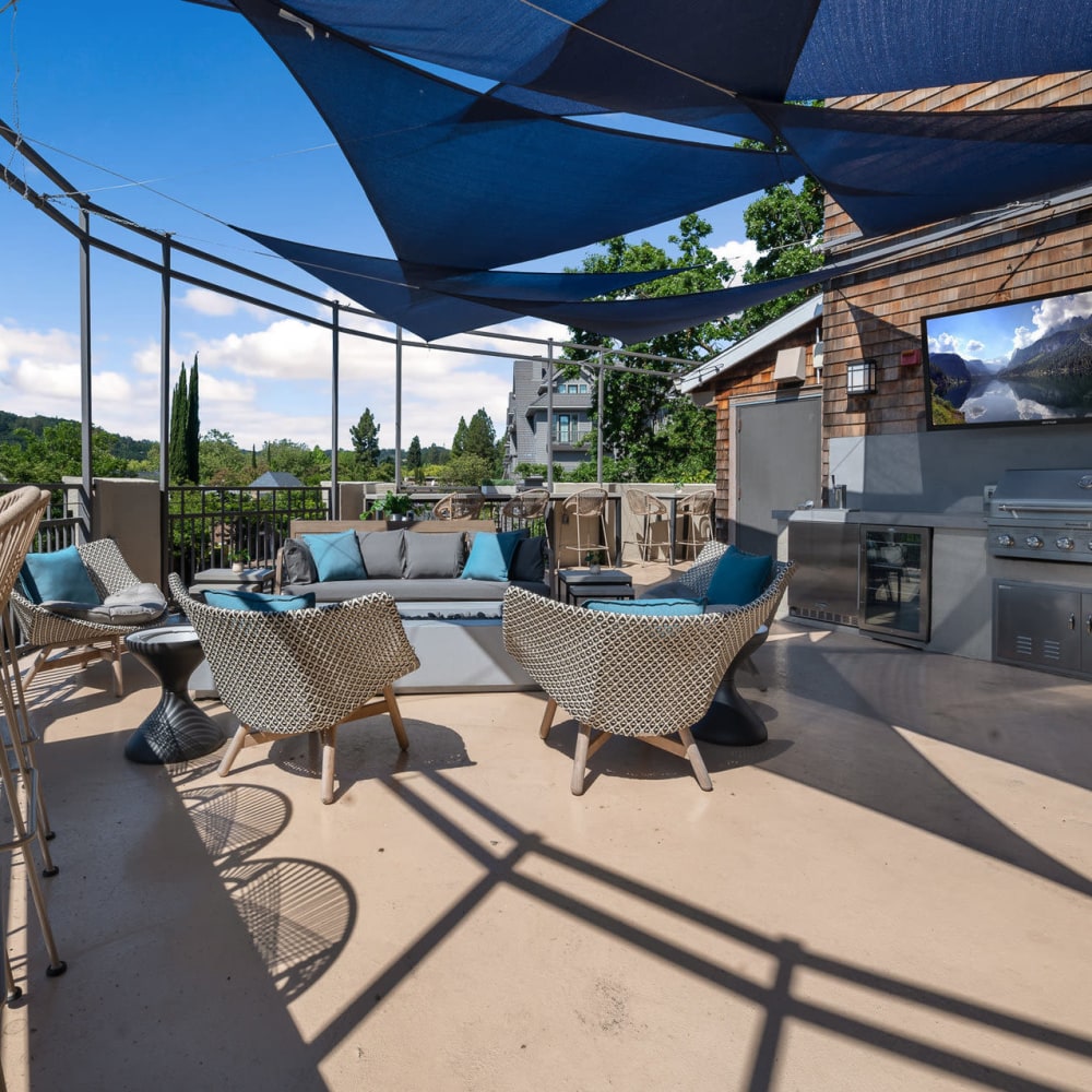 Deck seating at Town Center Apartments in Lafayette, California