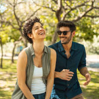 Residents laughing and walking through the park near Madison at Schilling Farms in Collierville, Tennessee