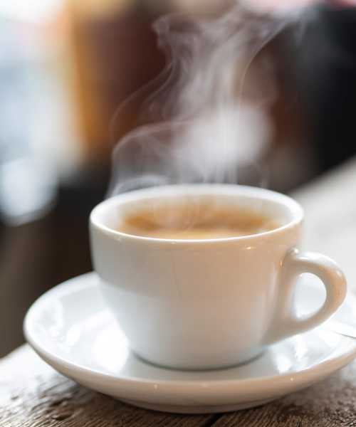 White coffee cup with steam at Autumn Run in Millersburg, Ohio