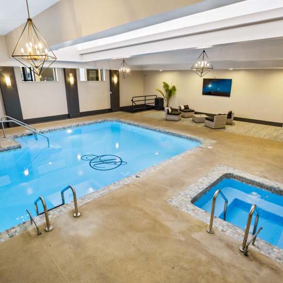 Rendering of residents swimming pool at Marott Apartments in Indianapolis, Indiana