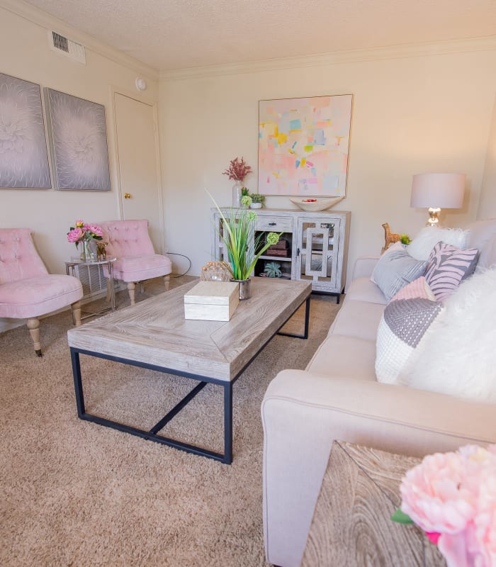 Bright living room at Summerfield Place Apartments in Oklahoma City, Oklahoma