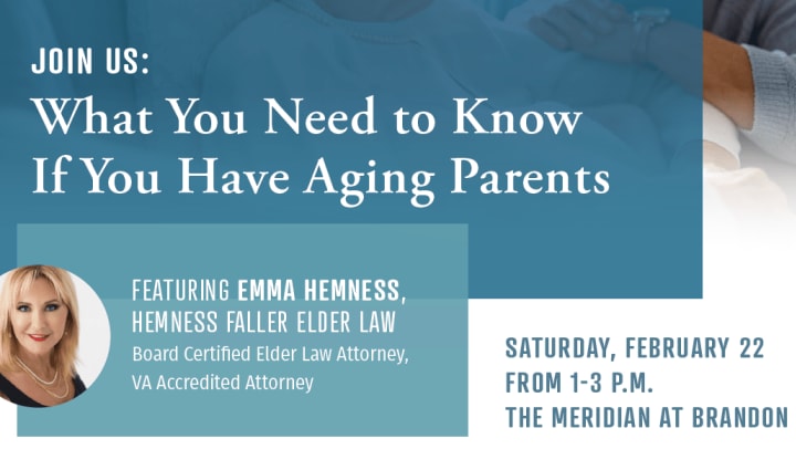 Image of flyer of event about the elder law. Call today if you are unable to read the flyer. 