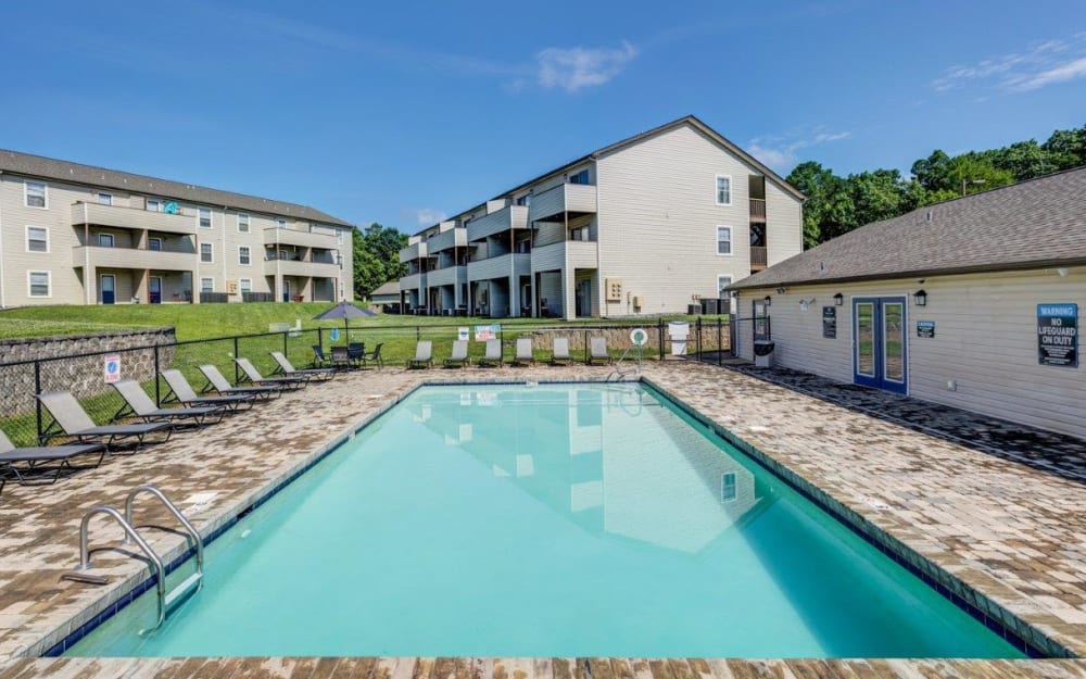 Swimming pool at Kannan Station Apartment Homes in Kannapolis, North Carolina