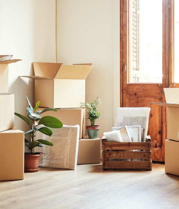 Boxes packed in a home near Key Storage - Indian School in Phoenix, Arizona