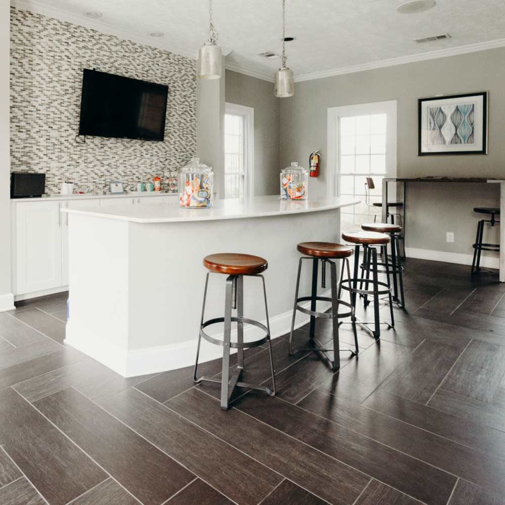Clubhouse kitchen at Tapestry on Vaughn in Montgomery, Alabama