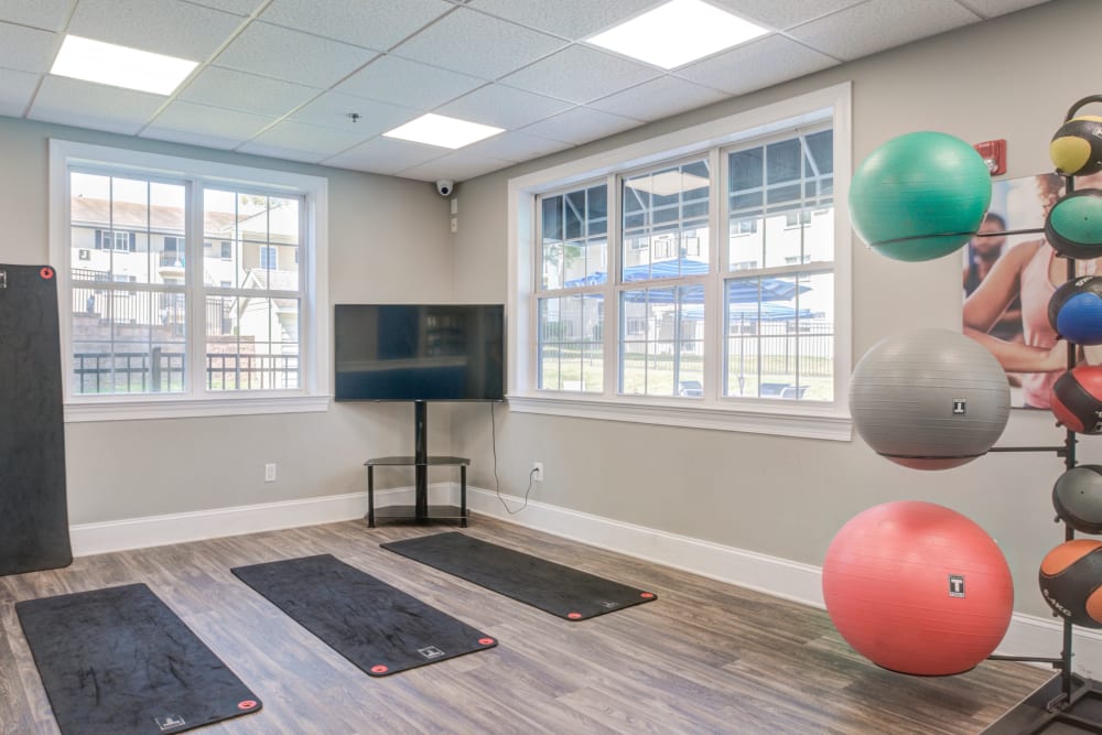 Yoga room at Stonegate at Devon Apartments in Devon, Pennsylvania