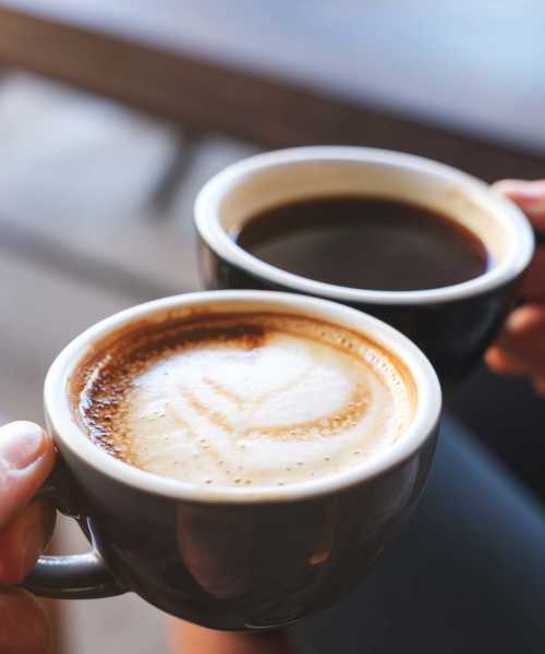 Two cups of coffee on a table near LeSilve in Middleton, Wisconsin