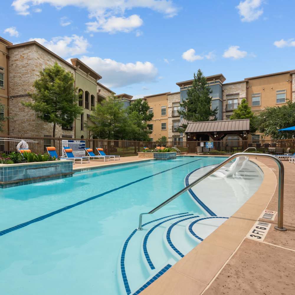 Resort-style pool area at The Loop in Conroe, Texas