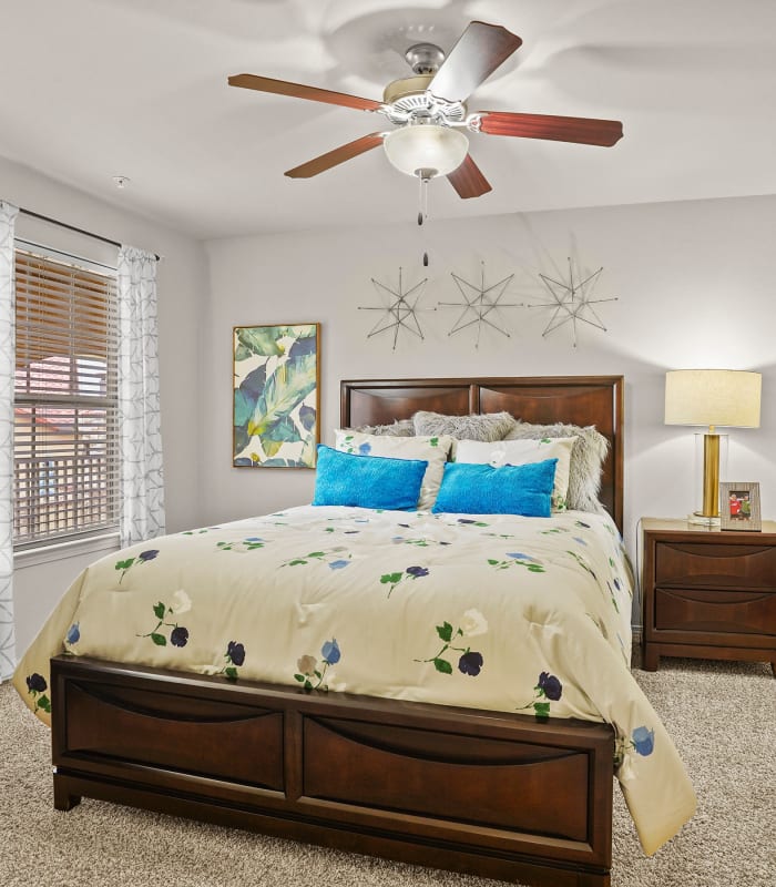 Spacious carpeted bedroom at Tuscany Place in Lubbock, Texas