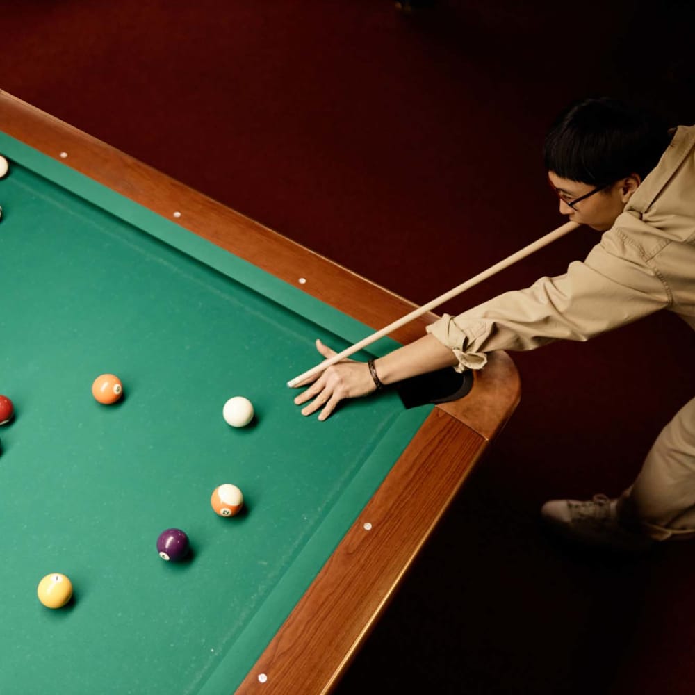 Recreation room at Fairfax Towers in West Hollywood, California