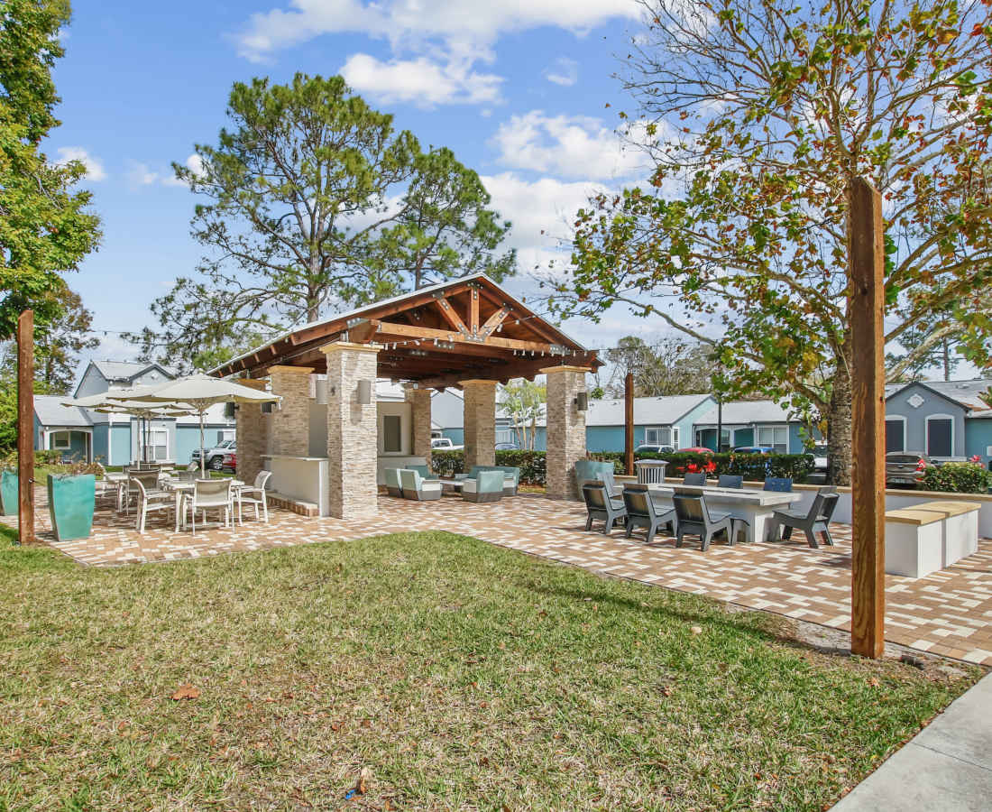 Outdoor seating area at The Canopy Apartment Villas in Orlando, Florida