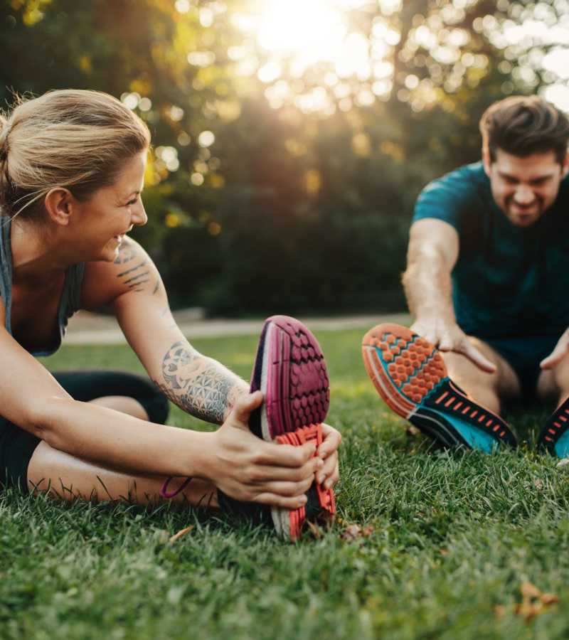 Residents stretching at Millenium Cove in Orlando, Florida