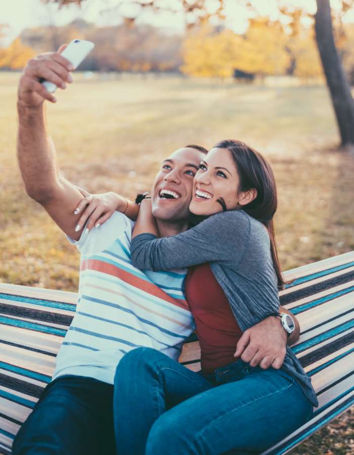 Students taking a selfie near Mazza Grandmarc in College Park, Maryland