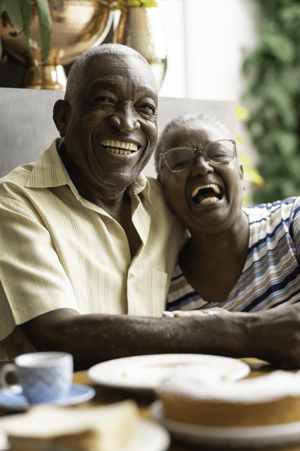 Resident couple laughing together at Turners Rock in Springfield, Missouri