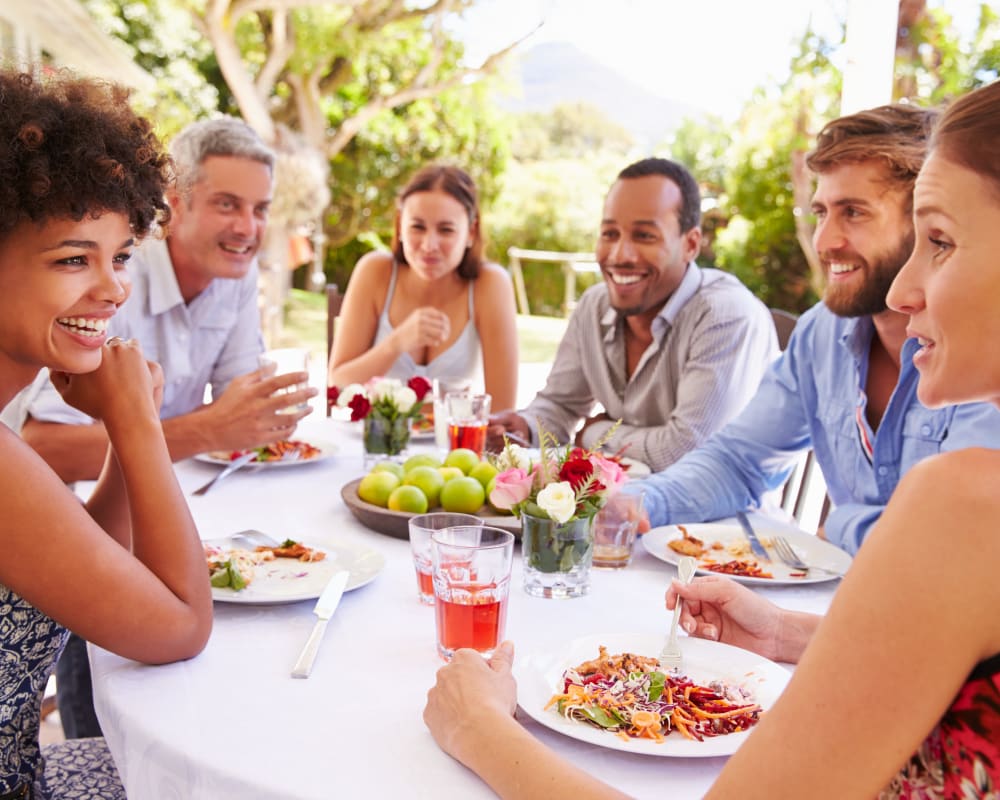 Residents having meal at Castle Acres in Norfolk, Virginia